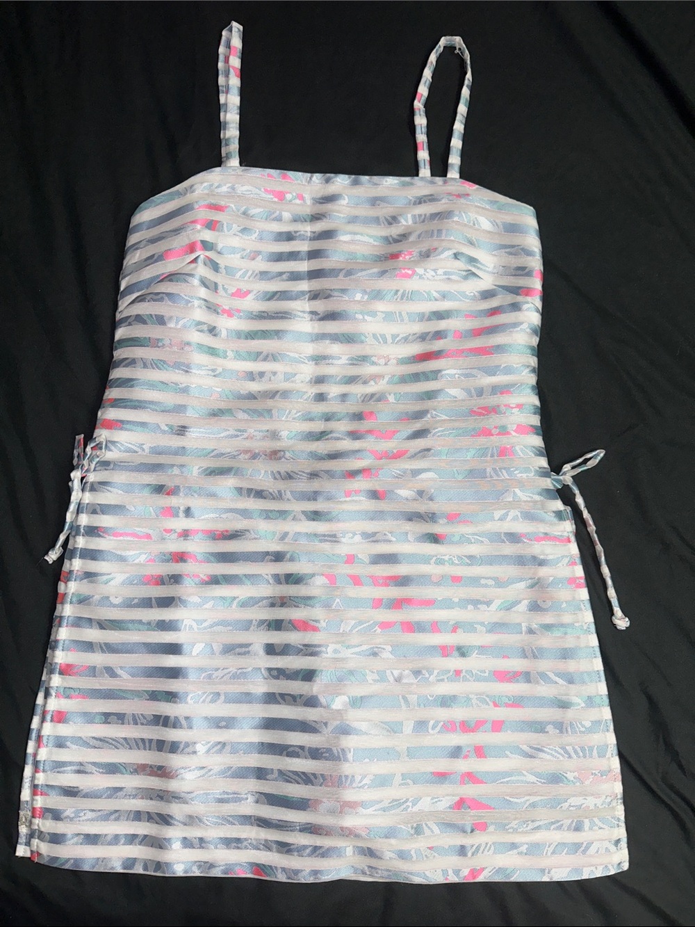 Lilly Pulitzer Laken Skirted Romper Bluette Floral Stripes